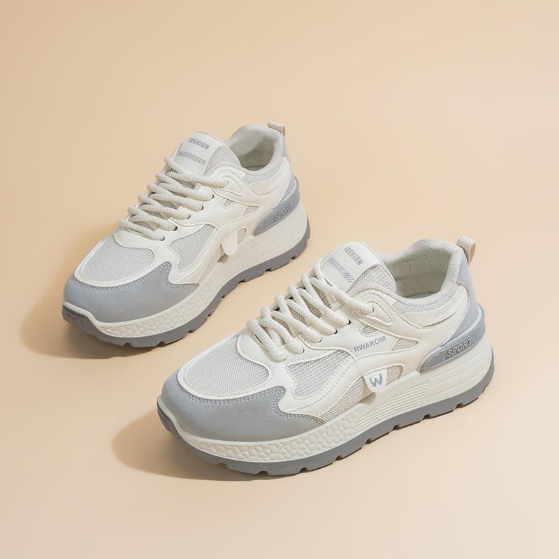 Spring Casual Sneakers Women'S Dad Shoes Breathable Mesh Korean Style Versatile Thick Soled Casual Running Shoes