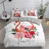 3D Flamingo Printed Bedding Set King Queen Size Cartoon Pink Animals Duvet Cover With Pillowcases 2/3pcs Polyester Quilt Cover