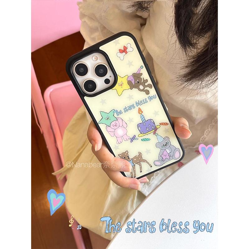 New American INS Retro Cartoon Small Animal Party Kawaii Phone Case For iPhone 16 15 14 13 12 11 Pro Max Plus Y2K Advenced Shell