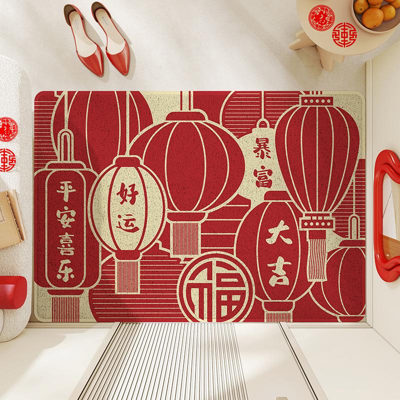 

Новый китайский стиль праздничный вход и выход кольцо безопасности провода домашний коврик входная дверь грязный ПВХ песок соскребающий пыль коврик для ног 60 * 90Cm (edge pressing)