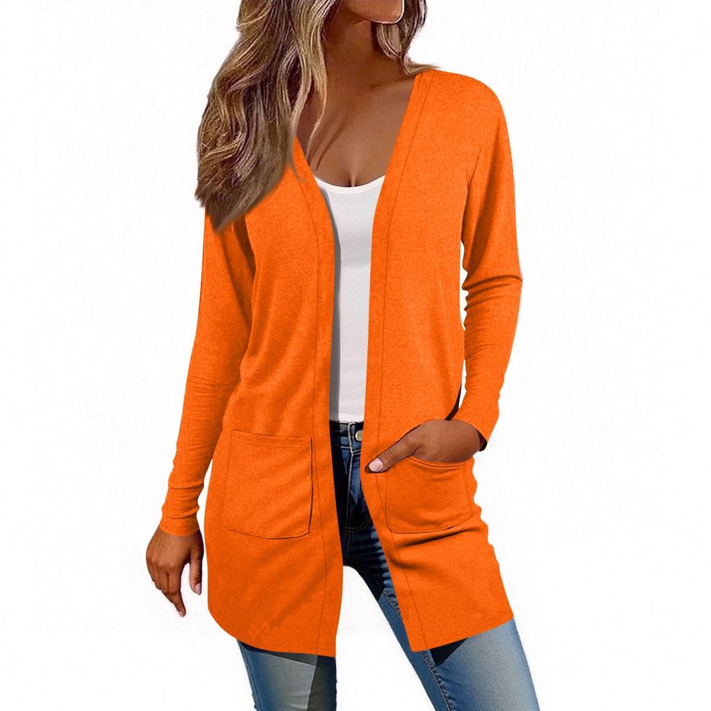 Women's Long Sleeve Cardigan Casual Jacket With Pockets Top