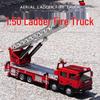 MENGDUN 1:50 Red Alloy Extendable Ladder Fire Truck Model