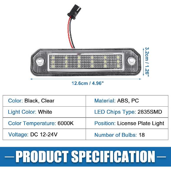 Car 6000K White LED License Plate Light Assembly 34100-S04-A01 2835SMD for Honda Del Sol 2D 1993-1997 ABS Clear Black 1 Pair