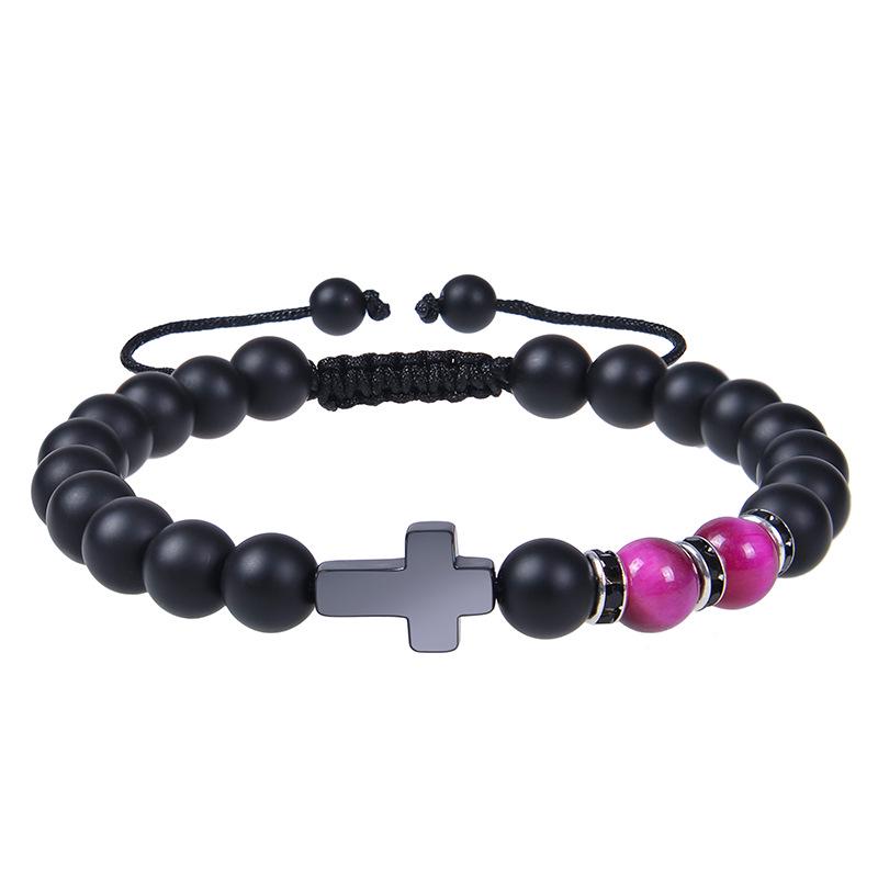 Exclusive 8MM Tiger Eye & Black Matte Stone Woven Bracelet - Holiday Gift