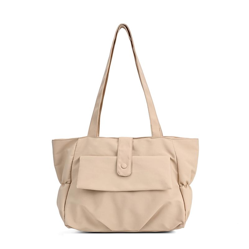 Fashion Large Capacity Nylon Women's Tote Bags Casual Waterproof Youth Shoulder Bag with Front Pocket Lightweight Work Handbag