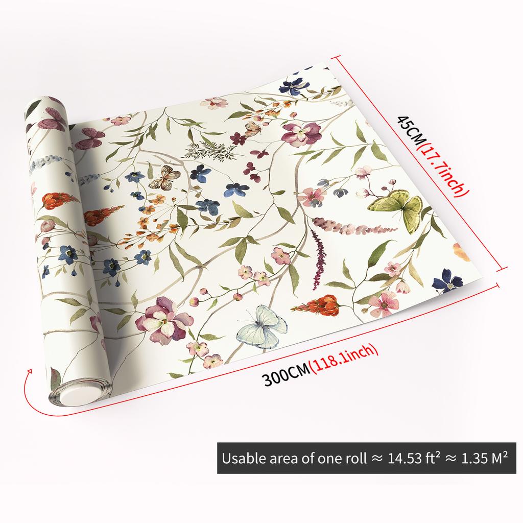 45x300CM Fresh Style Adhesive Wall Wallpaper,Waterproof PVC Peel&Stick Wall Sticker for Kids Room Bedroom Living Room Home Decor