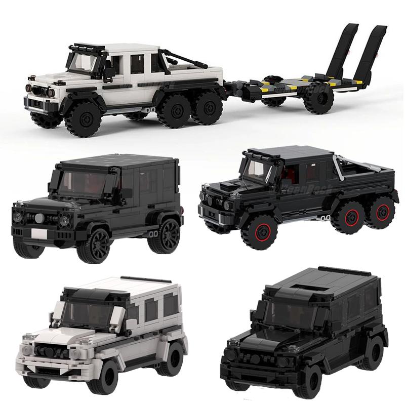 Technical Car MOC Truck For Mercedesed Benzed G63 6x6 SUV and Trailer Speed Off Road Vehicles Sets Building Blocks Kid Toys Gift