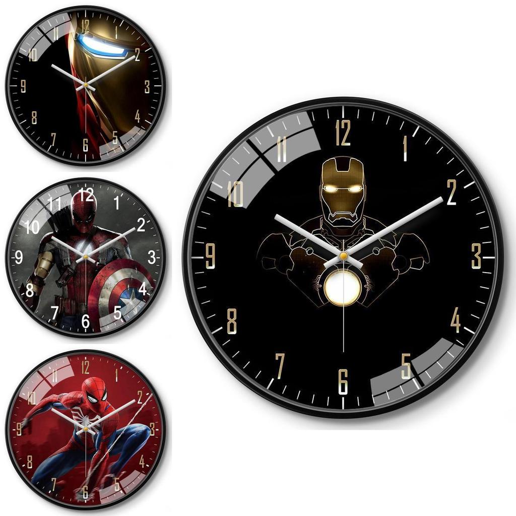 Marvel Captain America Iron Man Spider Man Pattern Wall Clock For Kids Room Decor