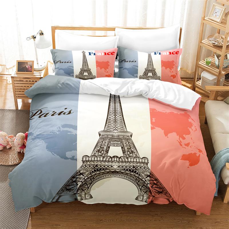 

Мультяшный Эйфелева башня пододеяльник комплект стеганое одеяло для девочек модный великолепный детский комплект постельного белья комплект постельного белья для пар EU single(135x200cm)