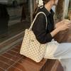 Polka Dot Velvet Tote Bag for Women Stylish Shoulder Handbag Elegant Office Work Purse