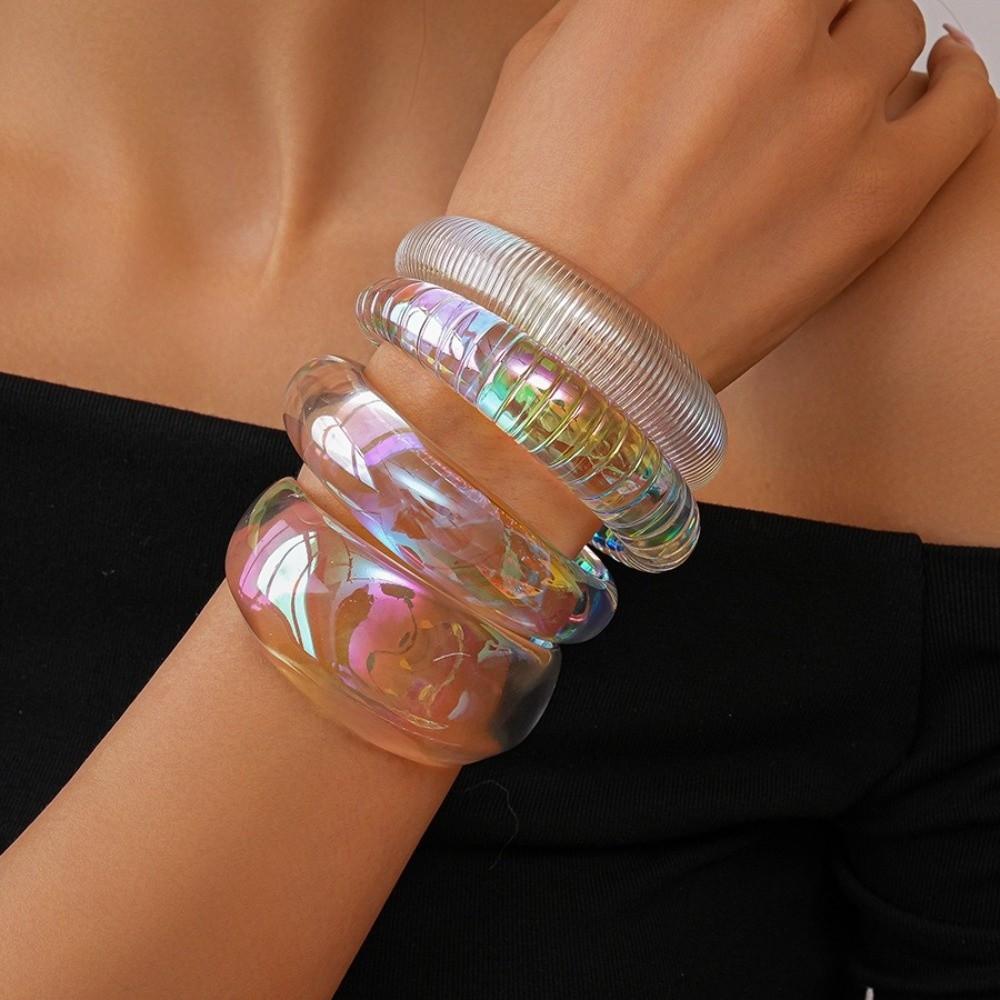 Colorful Resin Bracelet Irregular Opening Bangle Jewelry Wide Cuff Bangle  Women