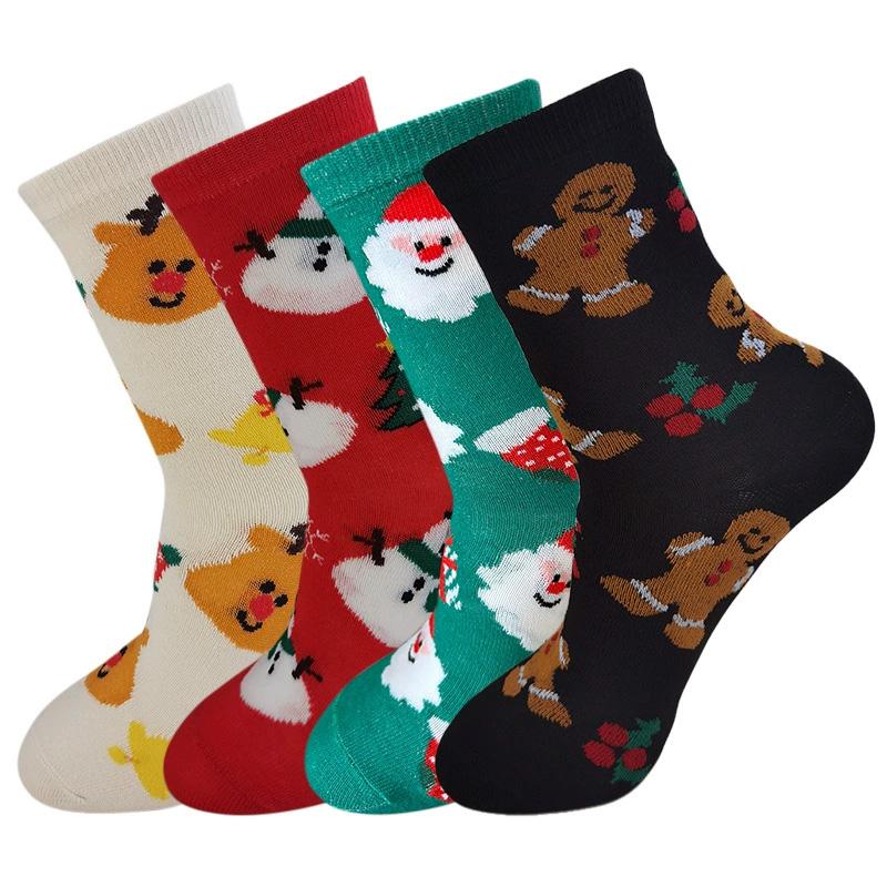 

1/4 Pairs Christmas Socks Soft Cotton Socks Autumn/Winter Thick Knit Colorful Women Warm Socks 4pairs