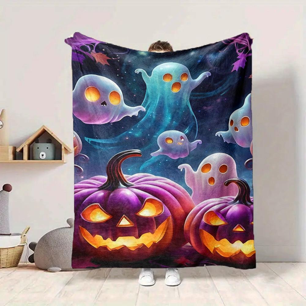 1pc Halloween Ghosts Blanket Lightweight Flannel Blanket Throw Blanket For Sofa, Bed, Travel, Camping, Livingroom, Couch, Chair, And Bed yy2509026224