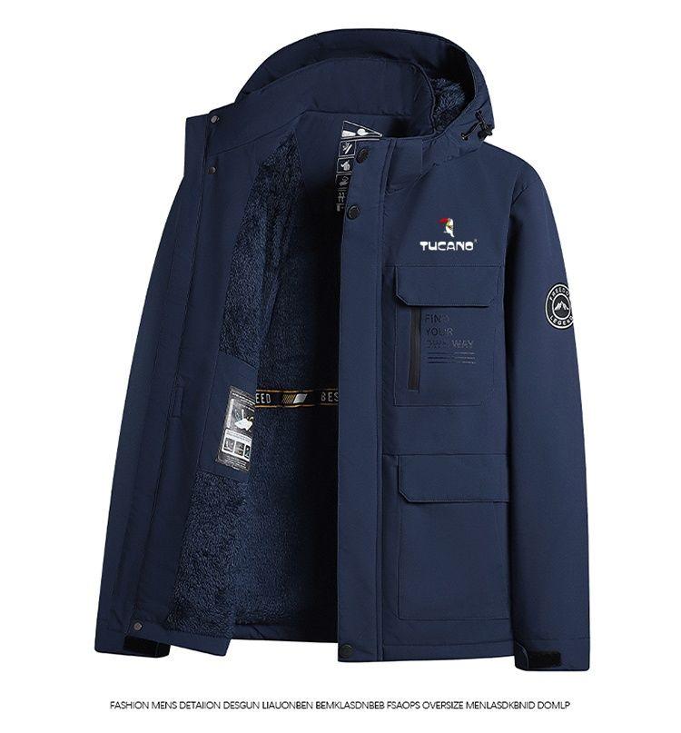 Men's Winter Hooded Jacket - Thick, Windproof, and Warm Outdoor Workwear