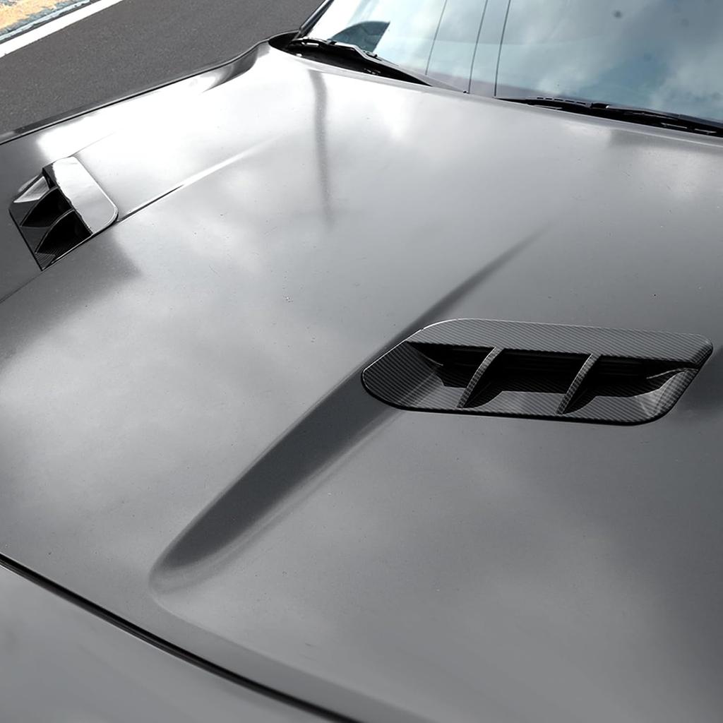 For Challenger Hood Vent Cover Trim Fit for Dodge Challenger 2015-2023 Black Carbon Fiber Exterior Accessories 2pcs