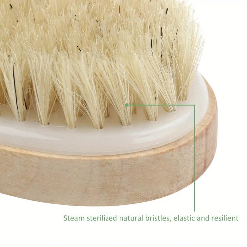 Pig mane hair bath brush, wooden exfoliating body dry brush, long handle back brush, scrubbing bath artifact