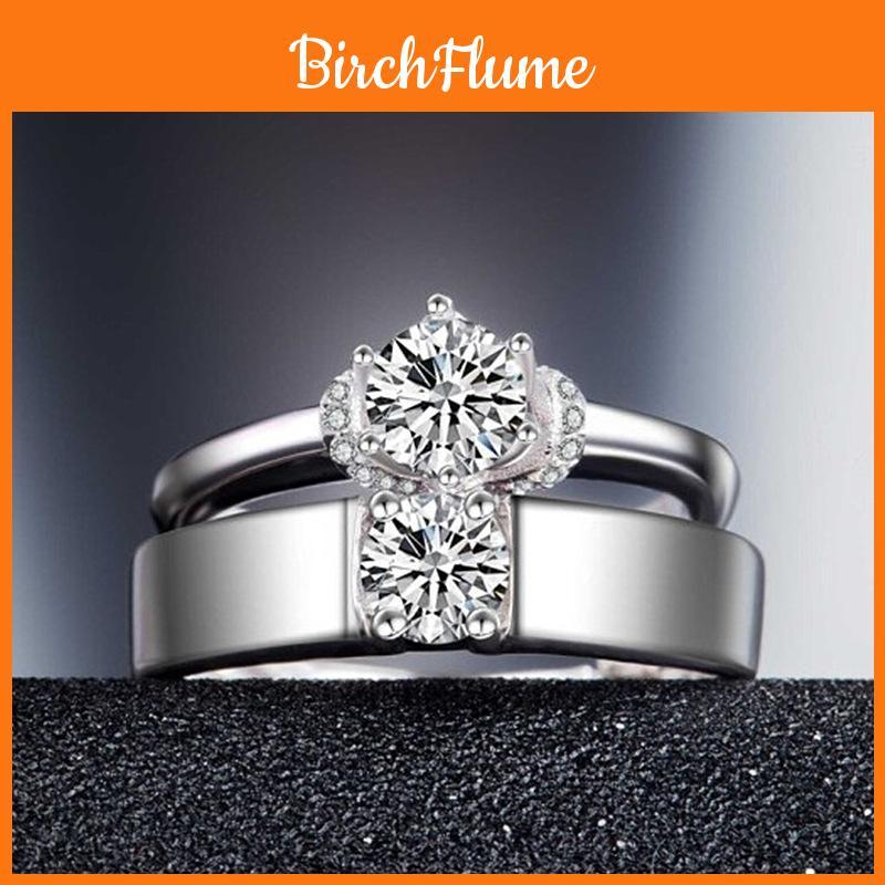 Elegant Korean Style Adjustable Couple Rings With Platinum Plating For Wedding