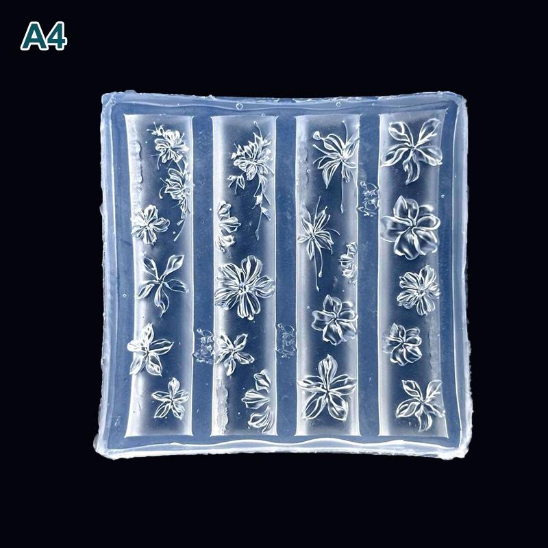 1Pcs Silicone Butterfly Nail Art Mold Five-Petaled Flowers Pattern Relief 3D Transparent Nail Template Diy Manicure Decoration