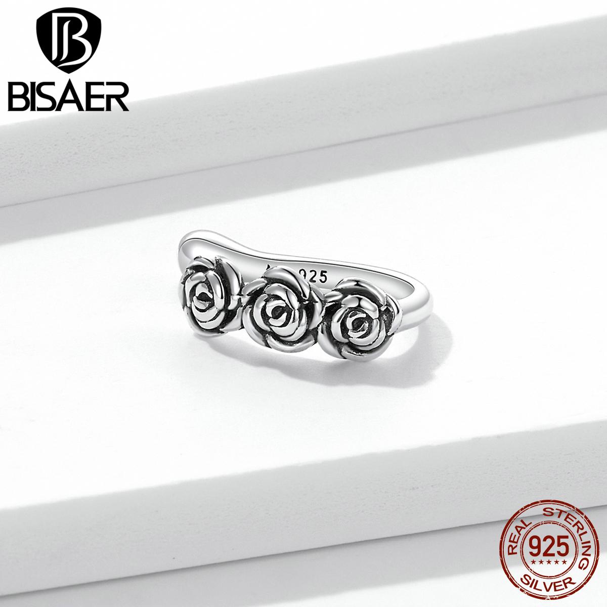 

BISAER 1 шт. винтажные штабелируемые манжеты для ушей в виде розы, настоящее серебро 925 пробы, зажим для ушей в стиле ретро с цветами для женщин, ювелирные изделия, свадебный подарок 925 silver