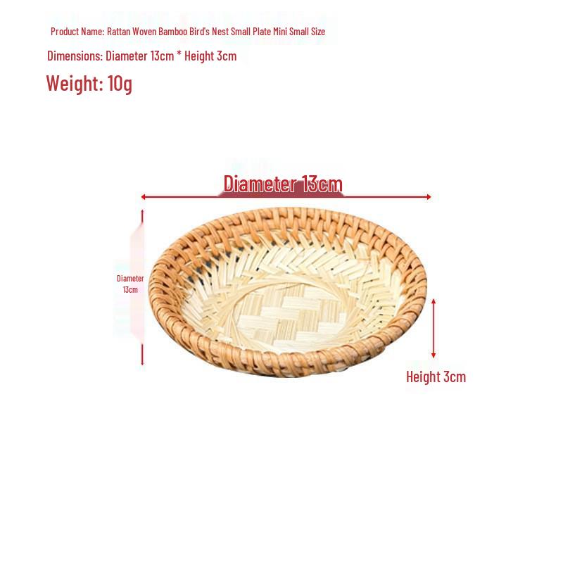 Handmade Round Bamboo Basket Tray and Plate for Creative Home Decoration