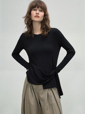 Women's Irregular Long-Sleeve Tie-Up Shirt - Autumn 2025