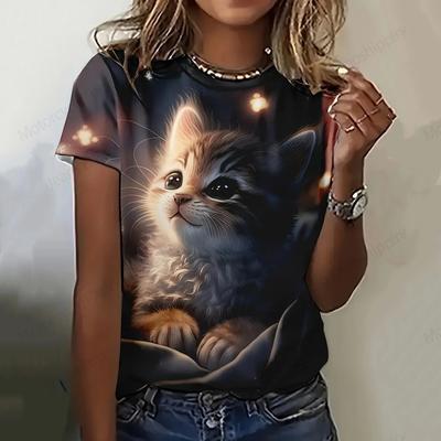 Cute Cat Pattern 3d Printed T-shirts, Men's T-shirts, Women's Fashionable T-shirts, Round-neck Short-sleeved Tops, Kawaii T-shirts, Animal T-shirts