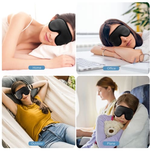 HiiPeak Eye Mask for Comfortable Sleep, Breathable, 3D Design, 99.99% Light Blocking, No Pressure, Silky Texture, Lightweight, with Earplugs, Memory F