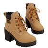 Fashion Women Retro Round Toe Chunky Heels Ankle Boots Autumn New High Heels Shoes Woman Lace Up Platform Short Booties Big Size 42