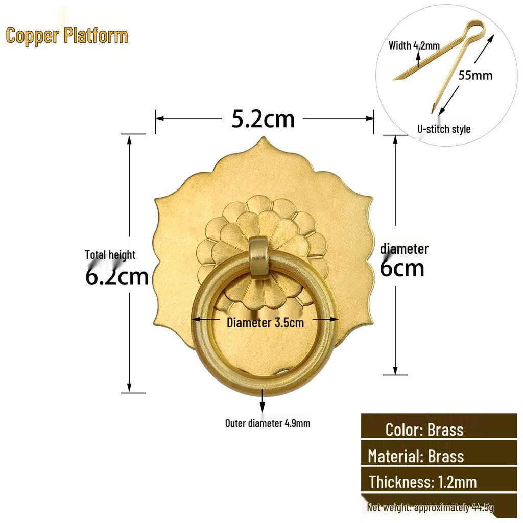 Antique Style Pure Copper Hexagonal Handle for Cabinets & Drawers - Retro Chinese Hardware Accessory