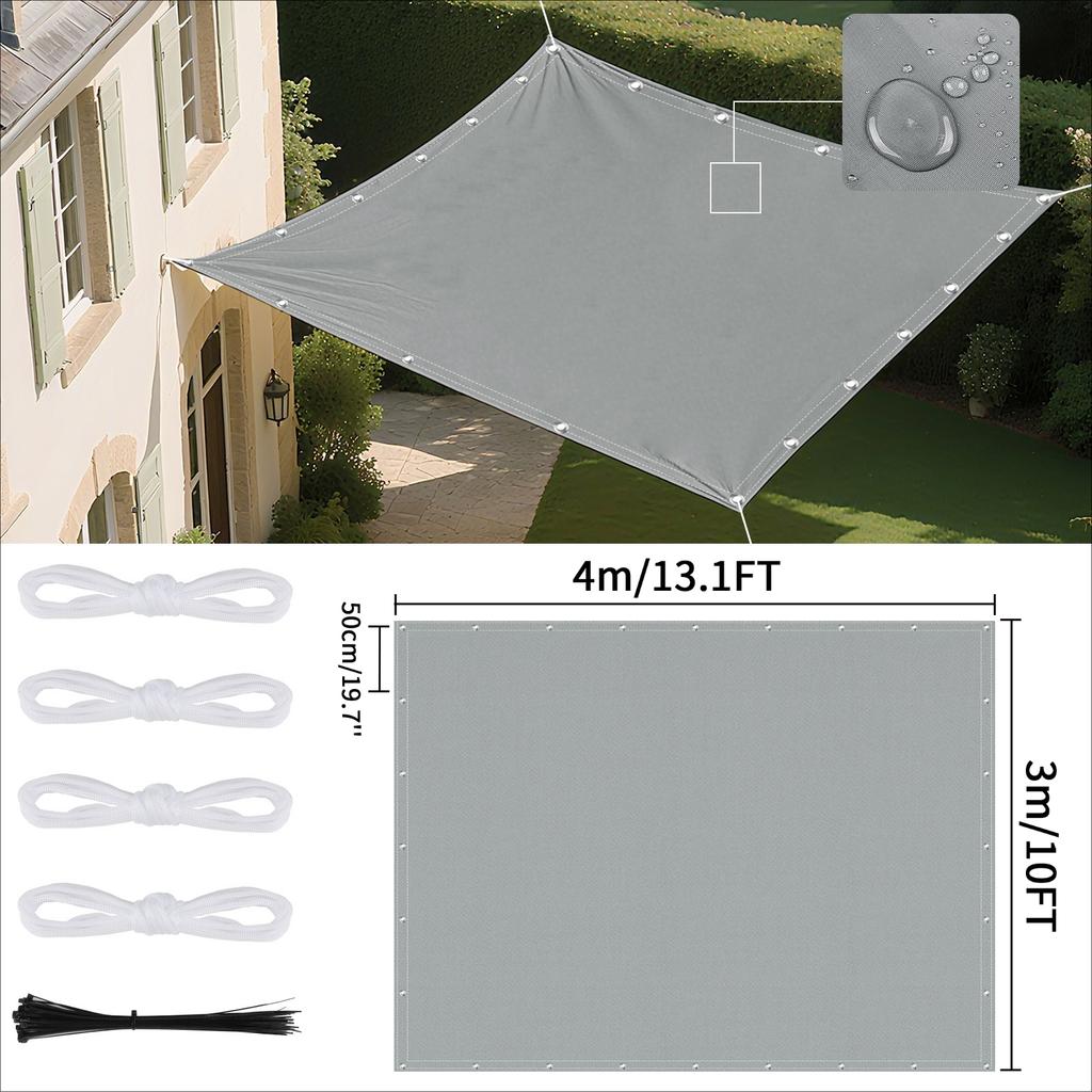 Waterproof Shade Sail with Grommets Tent Tarp Cover Sunshade Cloth Awning Canopy for Outdoor Garden Patio Camping Hiking Shelter