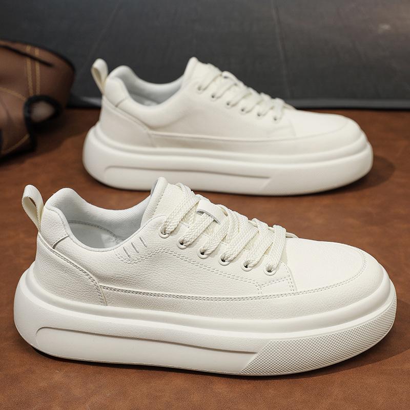 Men's Black and White Big Head Round Head Shoes Men's Shoes Winter Fashion New Thick-soled Versatile Casual Shoes Low-top Board Shoes Increase Height