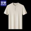 Romon Men's 2026 Summer Tencel Linen Blend Henley Knit T-Shirt