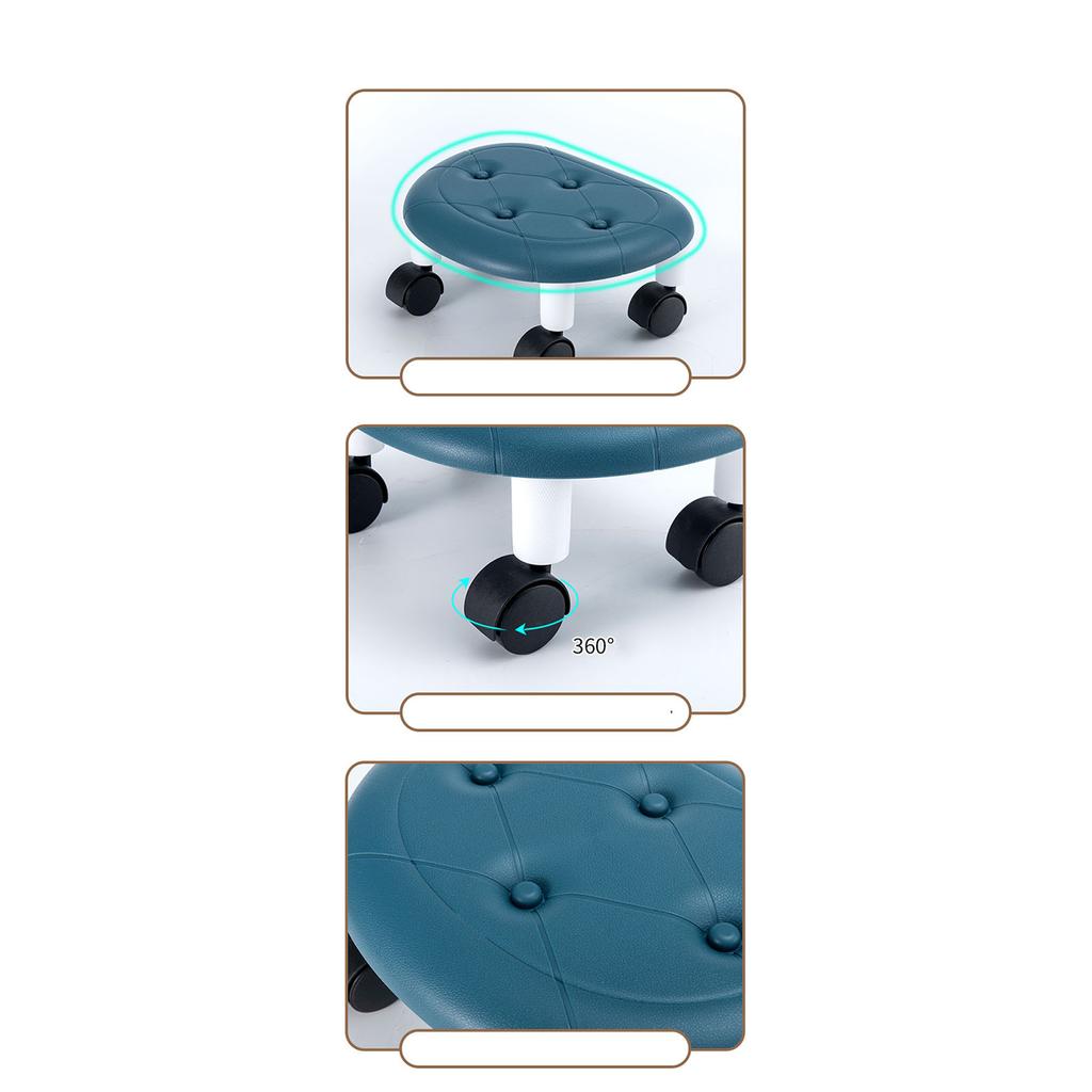 Low Roller Seating PU   Plastic Structure Movable   Wheels Stool for Living Room Baby Room