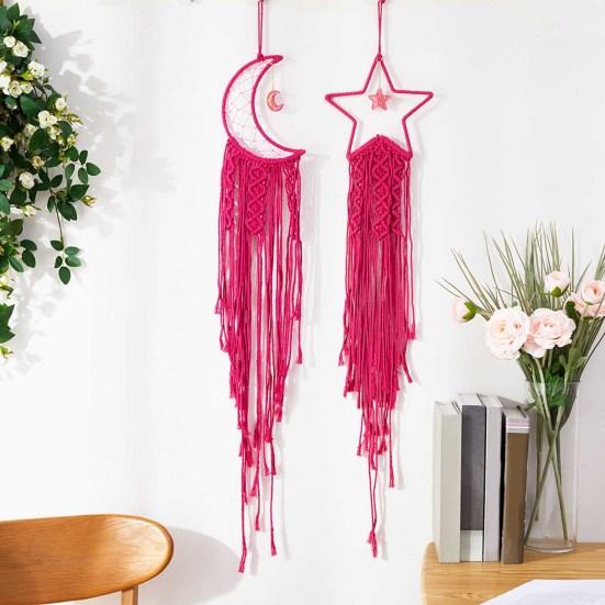 Dream Catcher Handmade Elegant Cotton Rope Nordic Hand-woven Star Moon Macrame Wall Hangings Home Decor