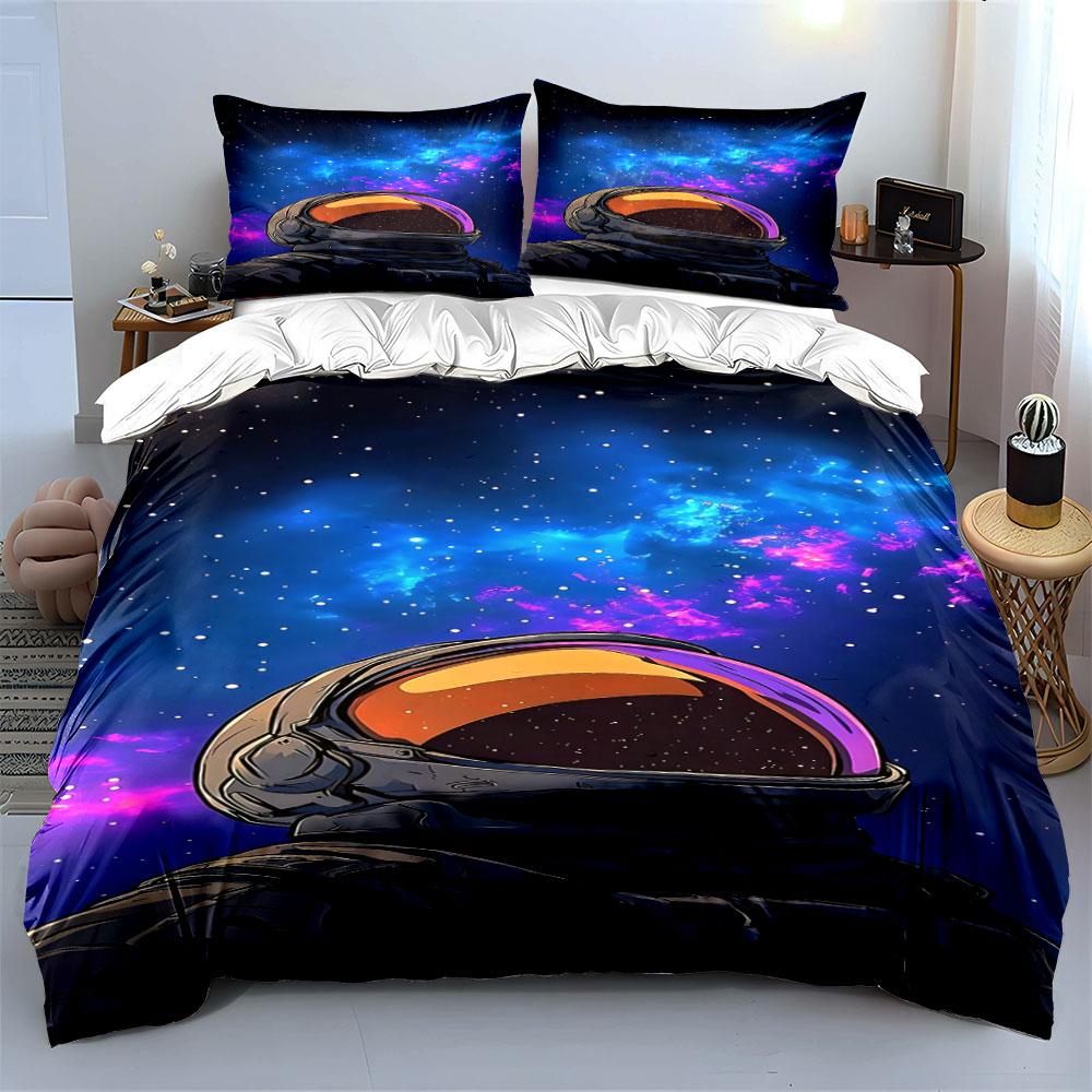 Astronaut Helmet and Galaxy. Bedding Sets Duvet Cover Sets Duvet Covers Pillowcases(1*Duvet Cover 2*Pillowcases Without Duvet Insert)