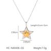Stainless Steel Gold & Silver Star Pendant Necklace with Open Ring & Star Earrings