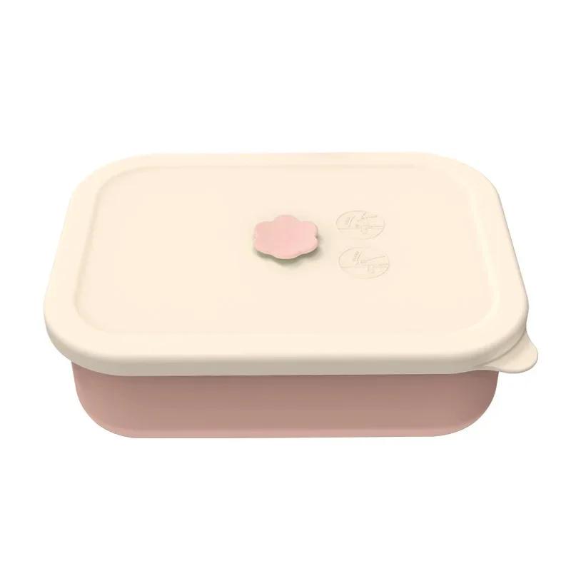 Silicone Lunch Box Four Compartment Leakproof Bento Box Microwavable Anti-fall Crisper Portable Office Picnic Food Container