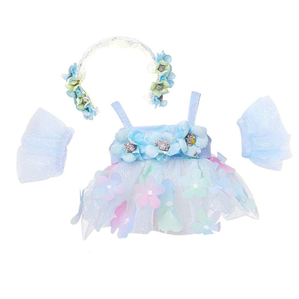 

1 set Lolita 20cm Cotton Doll Dress Princess Skirt Plush Doll Clothes Children s Gift blue-Flower Fairy