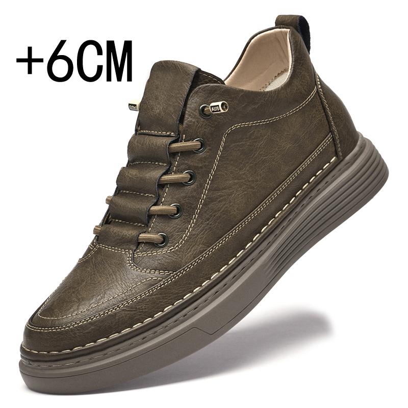 

Men Internal Height Increasing Oxford Shoes Casual Leather Shoes Fashion Internal Height Increasing Shoes Outdoor Male Sneakers 47 коричневий
