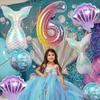 6 pcs Mermaid Tail Ball Digital Foil Balloon Set Mermaid Ocean Fairy Tale Sea Theme Girl Birthday Party NUMBER0-9  Decoration