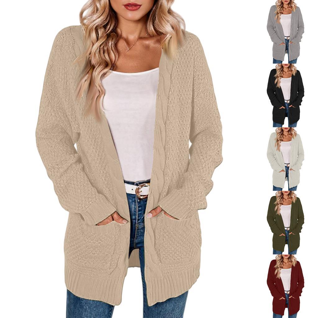Fashionable Women's Long Knitted Sweater Cross-border  Winter Knitted Jacket
