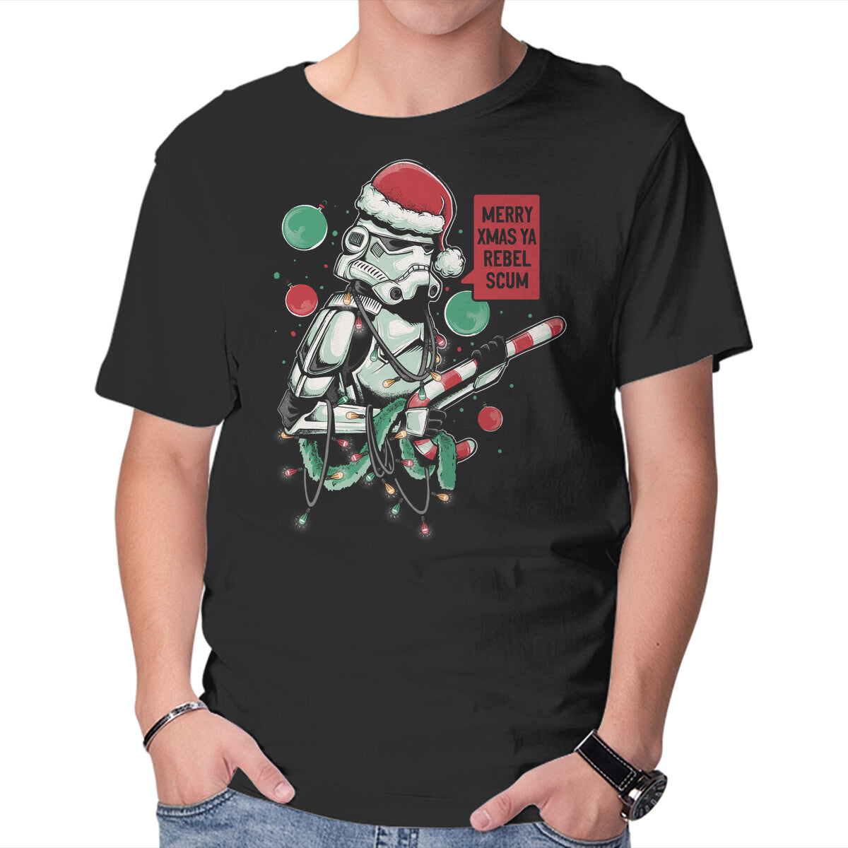 Unisex Crew Neck T-Shirt Merry Xmas Ya Rebel Scum Graphic Short Sleeve Casual Tee XXXXL