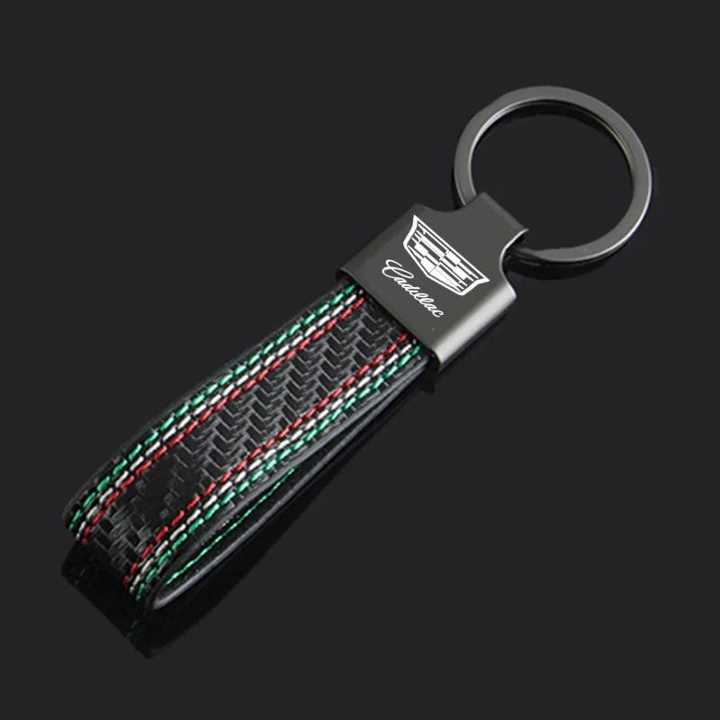 For Cadillac ATS BLS CT4 CT5 CT6 CTS ESCALADE SLS SRX XT4 XT5 XTS Fashion Leather Car Logo Key Chain Keyrings Pendant