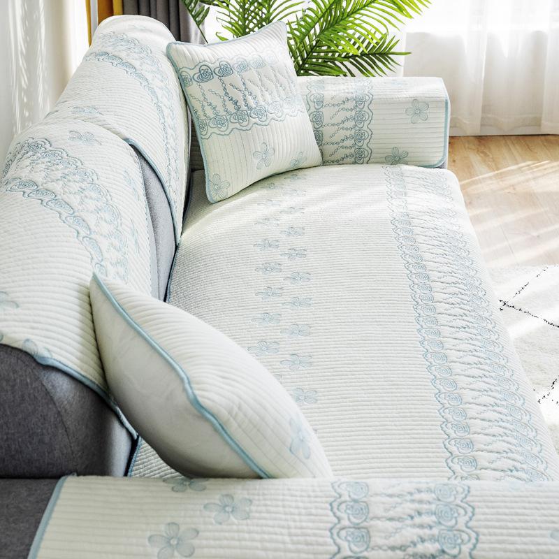 All Cotton Sofa Cushion Four Seasons Simple Cloth Fashion Pure Cotton Cushion Universal Living Room Backrest Towel Sofa Cover Full Covered