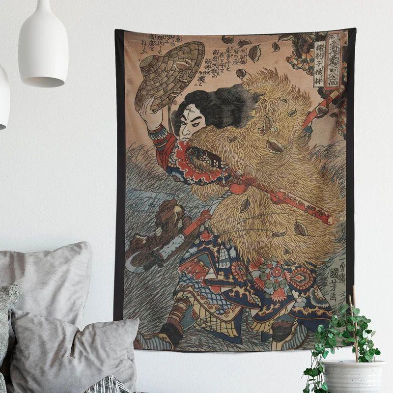 Tapestry Japanese warrior art Suikoden 75x100