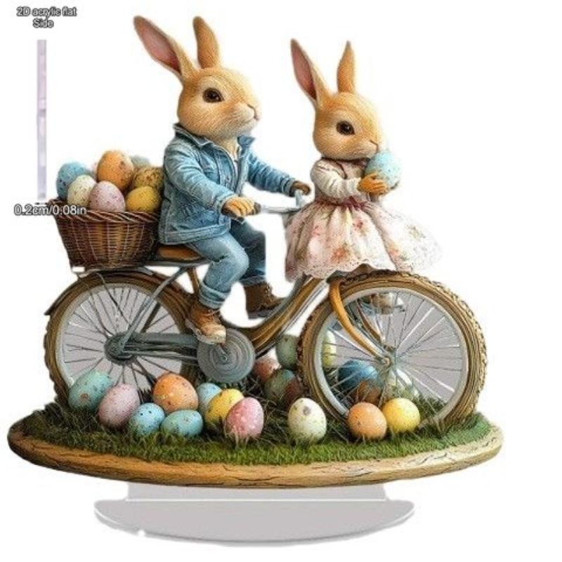Easter Bunny Desk Decor Acrylic - 2D Flat Acrylic Desktop Ornament, Wall Decor Art, Four Seasons Decoration, Novelty Home Decor
