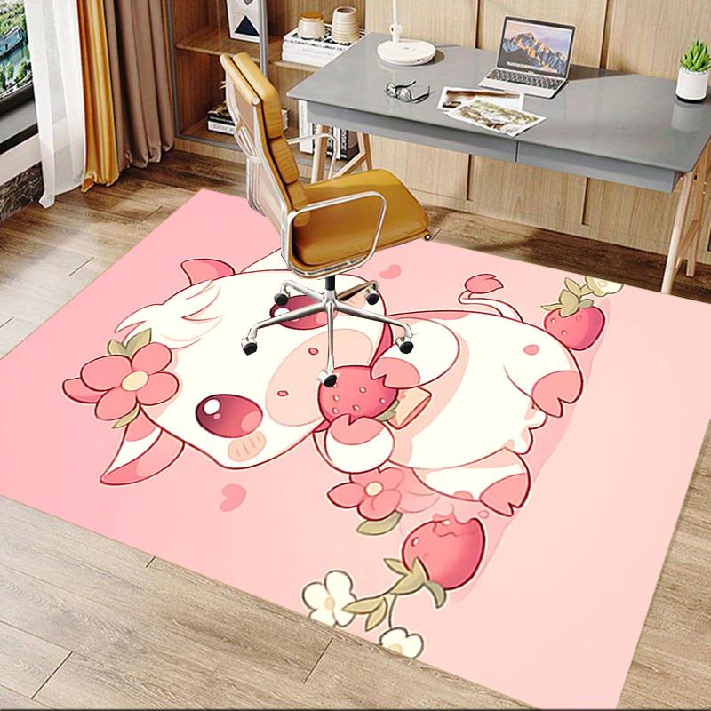 1pc Cow Strawberry Carpet Office Rug Outdoor Mat Home Decor Area Carpet Festival Gift Office desk chair carpet