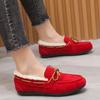 2025 Winter Women's New Bean Shoes Fashionable, Comfortable, Warm, Plush Bow Women's Cotton Shoes Casual Non slip Flat Shoes