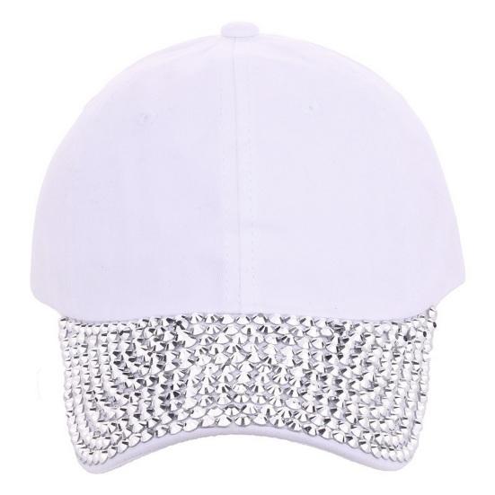 Women Baseball Cap with Sparkling Rhinestones Wide Brim UV-Proof Sun Protection Shiny Stylish Hat Outdoor Cap