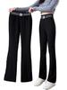 2025 Women's Black High Waist Slimming Micro Flare Pants with Plus Velvet, Perfect for Spring and Autumn